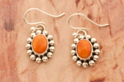 Artie Yellowhorse Genuine Spiny Oyster Shell Sterling Silver Navajo Earrings